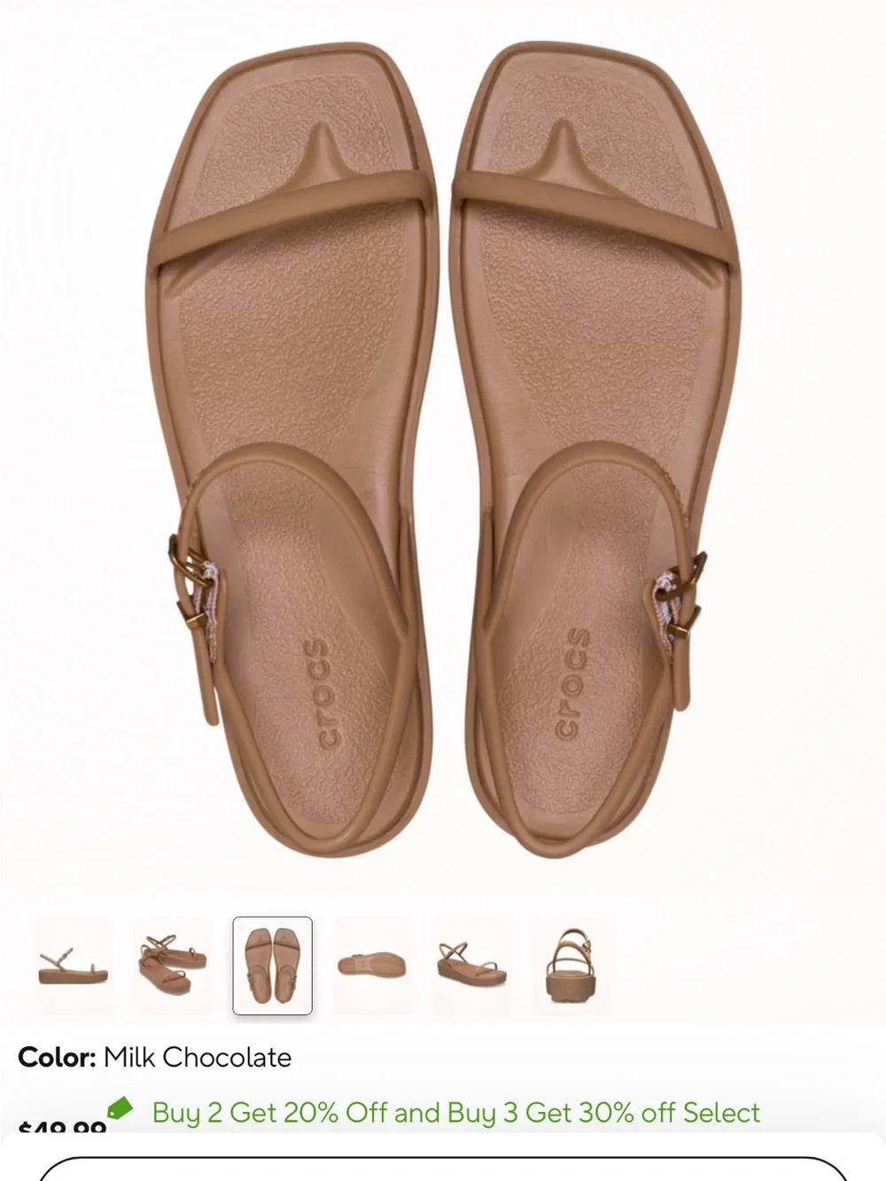 CROCS Miami Platform Y-Strap Sandal in Milk Chocolate - Picture 4 of 11